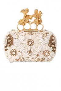 Alexander McQueen Embroidered Silk Knuckle Box Clutch